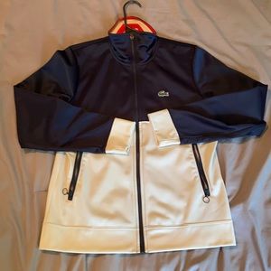 Lacoste size 42 sport track jacket red white blue